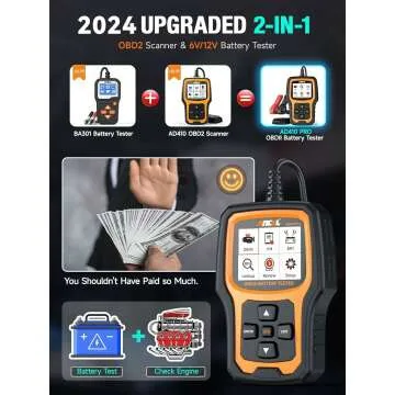 ANCEL AD410 Pro+ OBD2 Scanner & Battery Tester