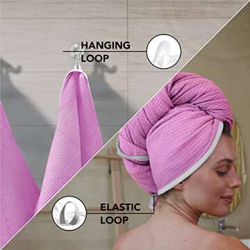 Quick Dry Microfiber Hair Towel for Women 45x25 Inch