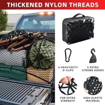 Elastic Truck Bed Cargo Net - 4'x4' to 8'x8'