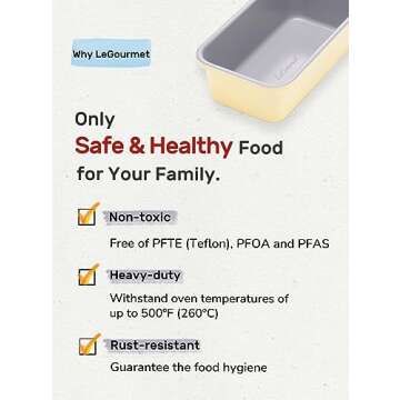 LeGourmet Nonstick Bread Loaf Pan 9 X 5 Inch, Ceramic Coating, Non-Toxic, Rust Resistant Aluminized Steel, Perfect 1 lb Baking Dish for Meatloaf, Pound Cake & Brownie (Butter)