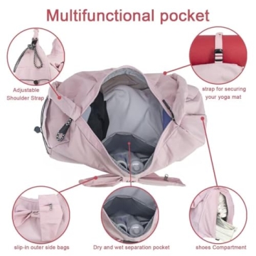 WOLT Women's Stylish Gym Bag with Shoe and Wet Pocket