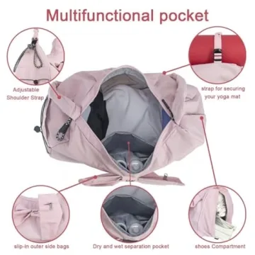 WOLT Women's Stylish Gym Bag with Shoe and Wet Pocket