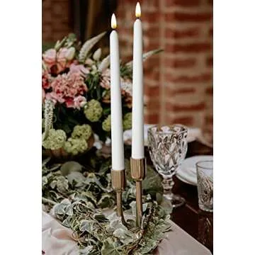 10Pack Flameless Taper Candles, Ivory WAX Coverd, 11-Inch, LED Battery Flickering Candle with 2 Remote Controls, Timer, for Candle Holders and Candlesticks, for Wedding, Christmas, Patry, Hotel