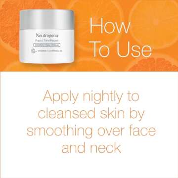 Neutrogena Retinol + Vitamin C Correcting Cream, Rapid Tone Repair Face & Neck Cream with Hyaluronic Acid for Dark Spots, Fine Lines & Wrinkles, 1.7 oz