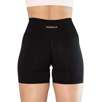 AUROLA Intensify V2.0 Women's Workout Shorts Athletic Running Shorts, Seamless High Waist Sport Gym Yoga Shorts 3.6 Black