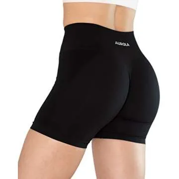 AUROLA Intensify V2.0 Women's Workout Shorts Athletic Running Shorts, Seamless High Waist Sport Gym Yoga Shorts 3.6 Black