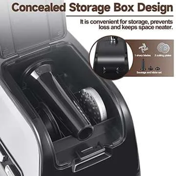 Meat Grinder Electric, Sausage Maker with 3 Stainless Steel Sausage Tubes, 2 Blades, 3 Grinding Plates, Plastic Tube & Kubbe Kit, Home Kitchen Use,【2600W Max】【Concealed Storage Box】