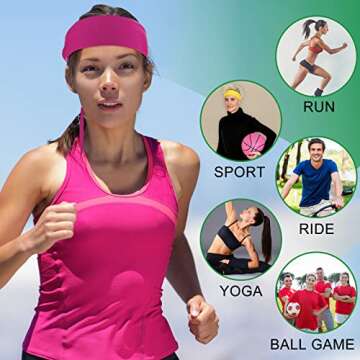 Coume 24 Pieces Tie Headbands, Sports Elastic Tie Sweatbands, Quickly Dry Tie Back Headbands for Men Women, Yoga Running Football Basketball Outdoor Indoor Workout Accessories, Assorted Colors