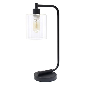 Simple Designs Bronson Industrial Glass Shade Table Lamp