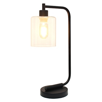 Simple Designs Bronson Industrial Glass Shade Table Lamp