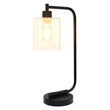 Simple Designs Bronson Industrial Glass Shade Table Lamp