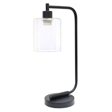 Simple Designs Bronson Industrial Glass Shade Table Lamp