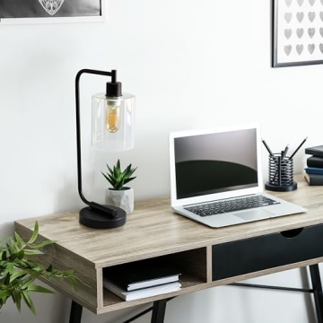 Simple Designs Bronson Industrial Glass Shade Table Lamp