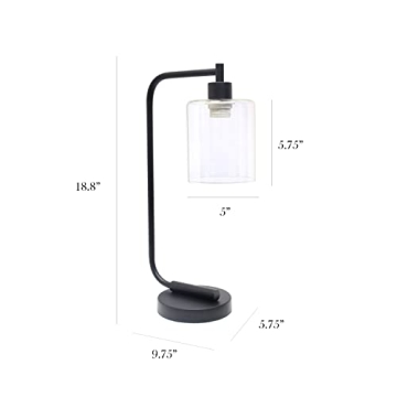 Simple Designs Bronson Industrial Glass Shade Table Lamp