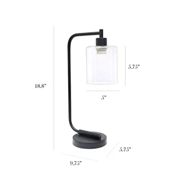 Simple Designs Bronson Industrial Glass Shade Table Lamp