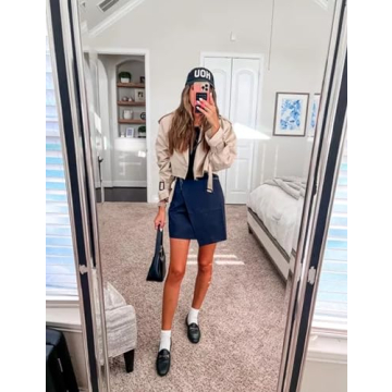 Perbai Womens Cropped Trench Coat Stylish Lightweight Fit