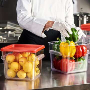 CURTA Food Storage Containers - 6 Qt, Clear, Square