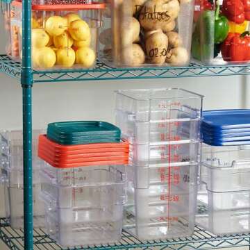 CURTA Food Storage Containers - 6 Qt, Clear, Square