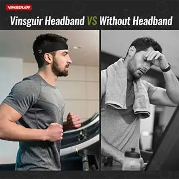 Vinsguir Headbands for Men (4 Pack)- Sweat Band, Sports Mens Headband, Workout Accessories, Sweat Wicking Head Band Sweatbands for Running Gym Training Tennis Basketball Football, Unisex Hairband