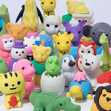 Animal Erasers Bulk Kids Pencil Erasers Puzzle Eraser Toys Mini Novelty Erasers for Party Favors, Cl...