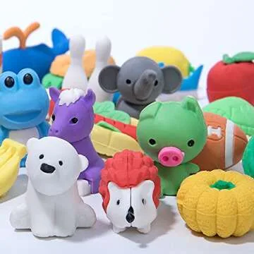 Animal Erasers Bulk Kids Pencil Erasers Puzzle Eraser Toys Mini Novelty Erasers for Party Favors, Classroom Rewards, Games Prizes, Carnival Gifts and School Supplies (62)