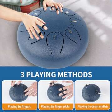 Rain Drum for Outside,6 Inch 8 Notes Steel Tongue Drum Navy, Ethereal Drum for Rain 2025, Hand Pan D...