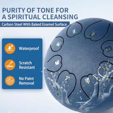 Rain Drum for Outside,6 Inch 8 Notes Steel Tongue Drum Navy, Ethereal Drum for Rain 2025, Hand Pan Drum Instrument with Drum Bag, Mallets for Meditation Yoga, Musical Instrument Gift for Adult, Kids