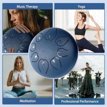 Rain Drum for Outside,6 Inch 8 Notes Steel Tongue Drum Navy, Ethereal Drum for Rain 2025, Hand Pan Drum Instrument with Drum Bag, Mallets for Meditation Yoga, Musical Instrument Gift for Adult, Kids