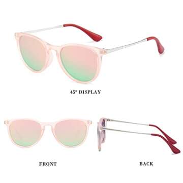 HJSTES Polarized Kids Sunglasses for Girls Boys, 100% UV Protection for Children Age 3-9(Pink Frame/Pink Mirrored)