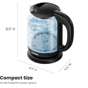 Chefman Electric Glass Kettle - 1.7L Fast Boiling