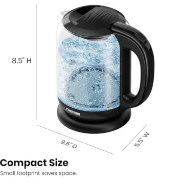Chefman Electric Glass Kettle - 1.7L Fast Boiling