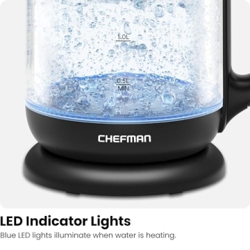 Chefman Electric Glass Kettle - 1.7L Fast Boiling