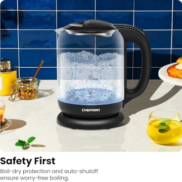 Chefman Electric Glass Kettle - 1.7L Fast Boiling