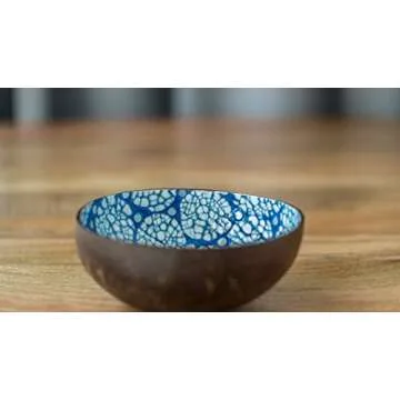 Handmade Coconut Shell Bowls with Unique Lacquer Designs