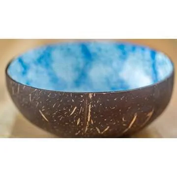 Handmade Coconut Shell Bowls with Unique Lacquer Designs