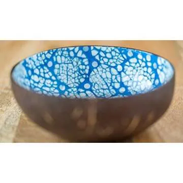 Handmade Coconut Shell Bowls with Unique Lacquer Designs