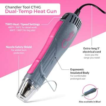 Heat Gun for Crafting, Mini Dual Temp Hot Air Gun Tool for Epoxy Resin, Shrink Wrapping, Vinyl Wrap,...