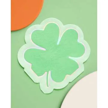 xo, Fetti St. Patrick's Day Shamrock Napkins - 3-ply, 25 pcs | Green Clover Cocktail Napkins, Irish ...