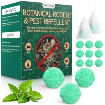 Mouse Rats Repellent 14 Pack, Peppermint Oil Moth Balls for Mice Rodent Deterrent, Natural Pest Cont...