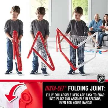 Franklin Sports NHL Kids Mini Hockey Goal Set - (2) Mini + Knee Hockey Goals, (4) Youth Sticks, (2) Goalie Sticks + (4) Foam Balls - Knee + Mini Hockey Set