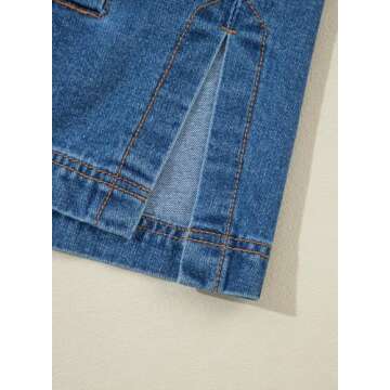 Sidefeel Women's Jean Jacket Oversized Boyfriend Button Up Long Sleeve Denim Jackets Blue Medium