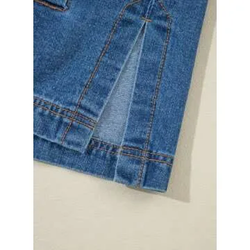 Sidefeel Women's Jean Jacket Oversized Boyfriend Button Up Long Sleeve Denim Jackets Blue Medium