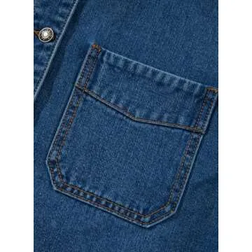 Sidefeel Women's Jean Jacket Oversized Boyfriend Button Up Long Sleeve Denim Jackets Blue Medium