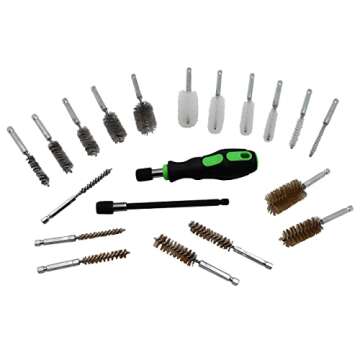 Grip 20 pc Wire Brush Set - Quick Change for Cleaning Firearms, Engine Parts and Hard to Reach Areas