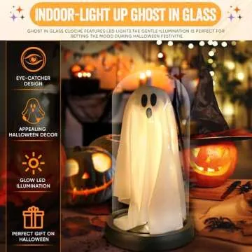 X1 Ghost in Glass Cloche for Halloween Decor