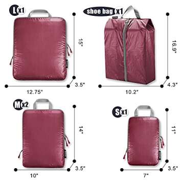 BAGAIL 5 Set/6 Set Ultralight Compression Packing Cubes Travel Accessories Expandable Packing Organi...