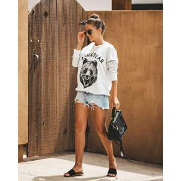 Blooming Jelly Womens Mama Sweatshirt Crewneck Loose Fit Cute Long Sleeve Tops Ladies Graphic Casual Fall Mom Shirts Winter Clothes (Large, Grey1)