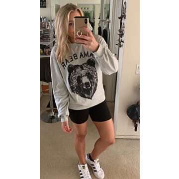 Blooming Jelly Womens Mama Sweatshirt Crewneck Loose Fit Cute Long Sleeve Tops Ladies Graphic Casual Fall Mom Shirts Winter Clothes (Large, Grey1)