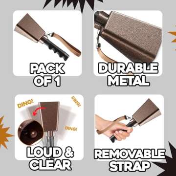 9" Metal Cowbell with Handle - Perfect for Cheering, Events & More