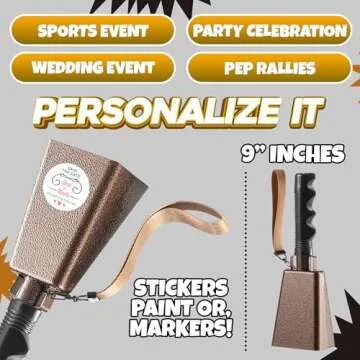 9" Metal Cowbell for Cheer & Events - Loud Sound Maker